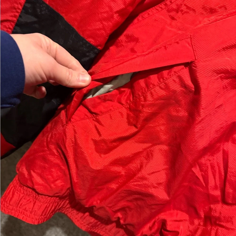 Ohio State Vtg Starter Jacket Coat Mens L red windbreaker lined hooded 1/2 zip